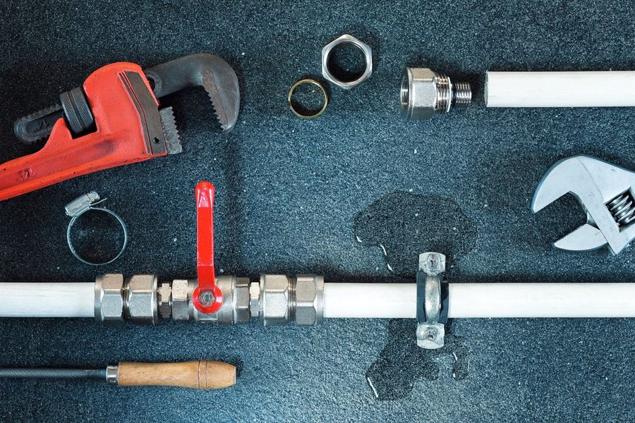 Water leak on a water pipe.